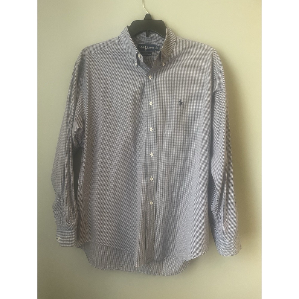 Ralph Lauren Mens Denim Blue Button Down Shirt Classic Fit 17 34/35